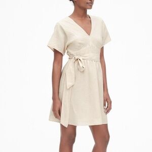 GAP Linen Blend Women's Beige Midi Dress Size 8